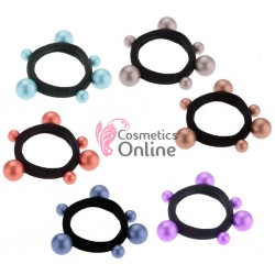 Elastice pentru codite Cod EL023 EE, set 6 bucati Negre cu Perle Color